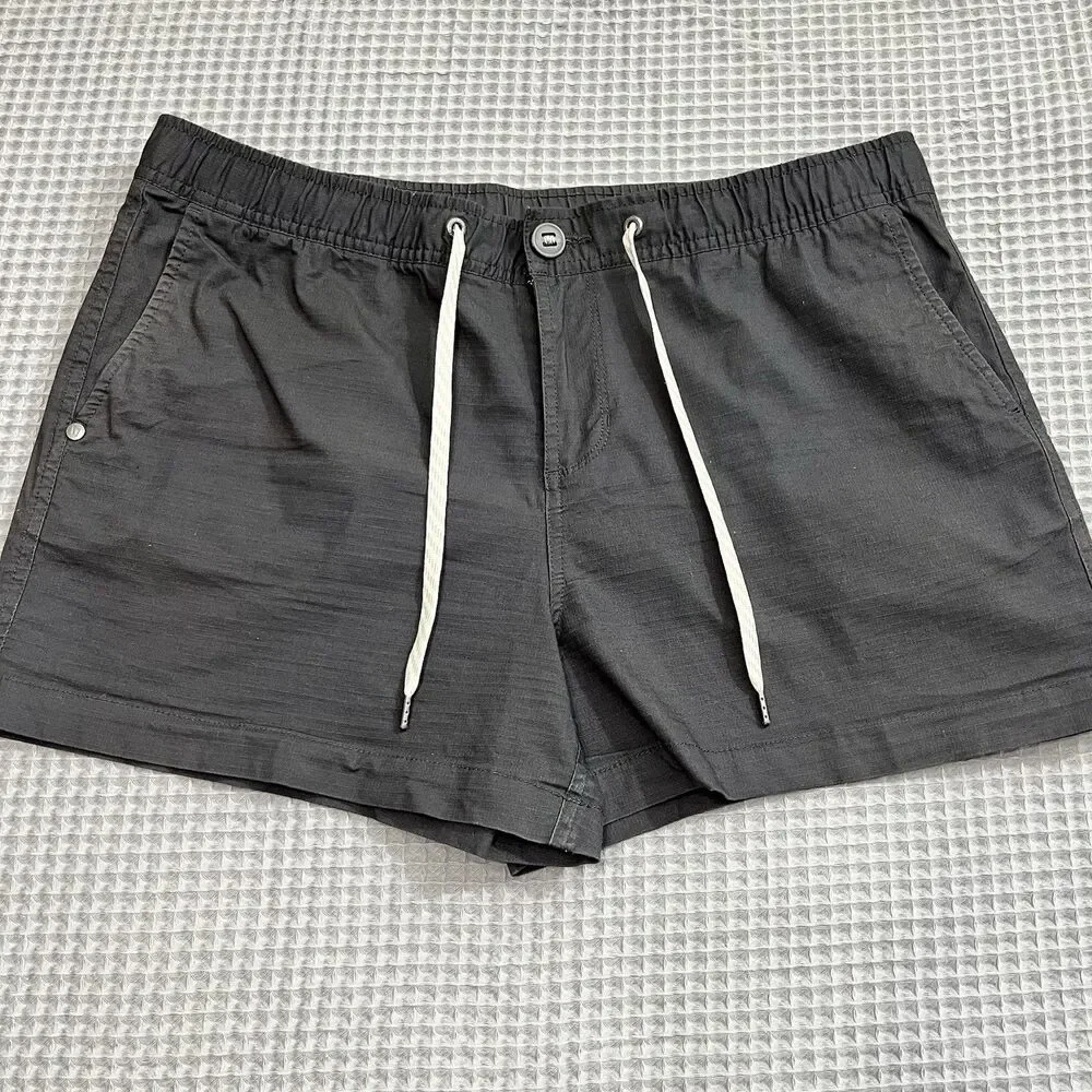 Vuori Shorts Women L Charcoal Grey Ripstop Drawstring Zip Pocket 3